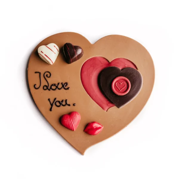 Chocolade hart met handgeschreven tekst