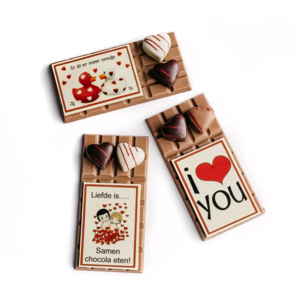 Chocoladereep met diverse liefdes teksten