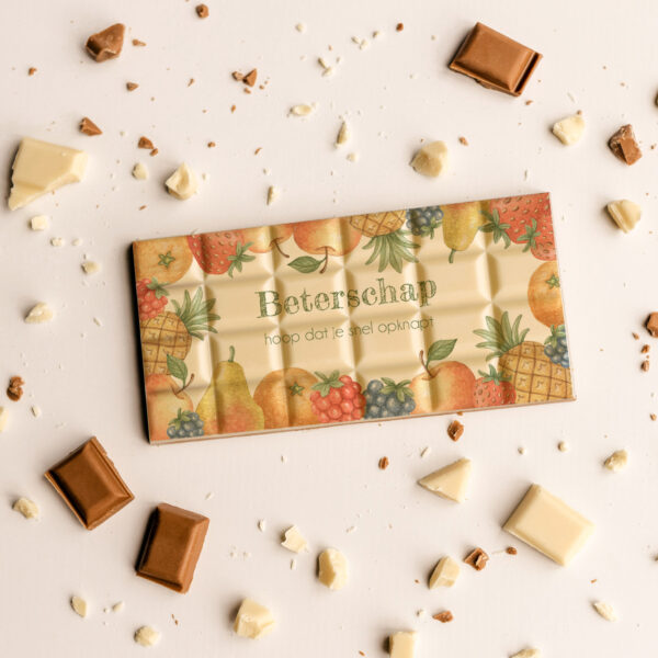 Chocoladereep beterschap met fruit