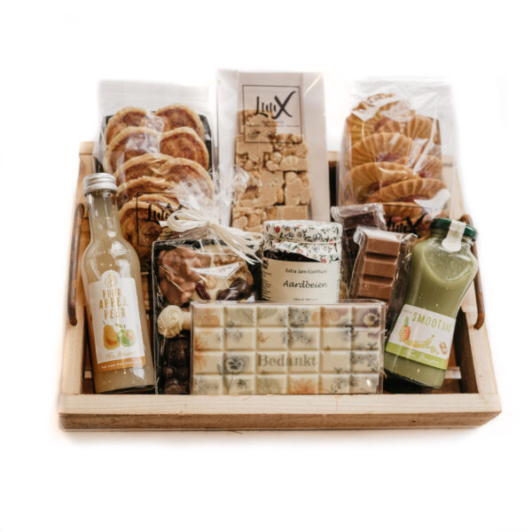 Pakket met koekjes en chocolade bedankt