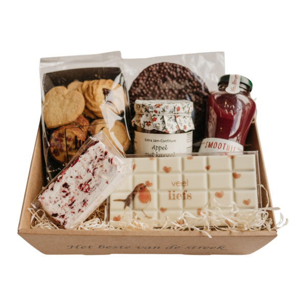 Chocolade, koekjes en smoothie pakket "het beste van de streek"